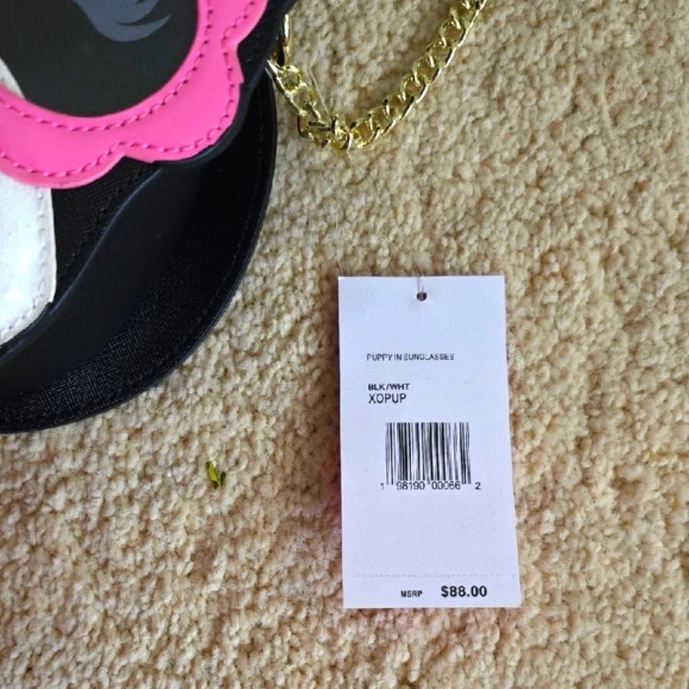 NWT: BETSEY JOHNSON XOXO PUP Crossbody Bag - Black, White, Pink - Picture 9 of 9
